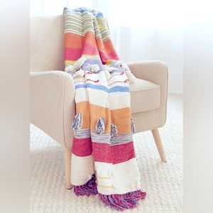 Levtex Home Kiran India Handwoven Cotton Throw ✨ 50” x 60” | boho fringe striped